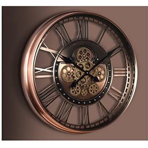 Lafocuse 60cm Retro Industriële Gouden Wandklok Met Tandwielen - Vintage Romeinse Cijfers