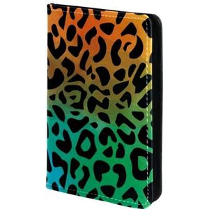 FVQL Paspoorthouder van imitatieleer 4x5,5 inch, kleurrijk patroon luipaardprint, Veelkleurig 629, 10x14cm/4x5.5 in