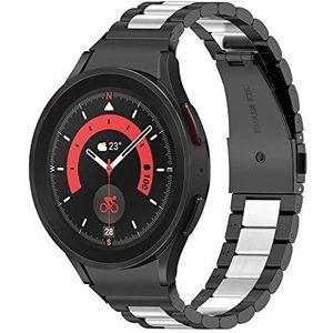 Strap-it Samsung Galaxy Watch 5 Pro stalen schakel band (zwart/zilver)