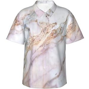 EdsfFehs Hawaiiaans herenshirt met roze-wit marmerpatroon, lichtgewicht, ademend, korte mouwen met voorzak (S-3 XL), Zwart, S