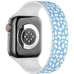 Solo Loop band compatibel met alle series Apple Watch 42/44/45/49mm (ijsbeer op blauw) rekbare siliconen band band accessoire, Siliconen, Geen edelsteen