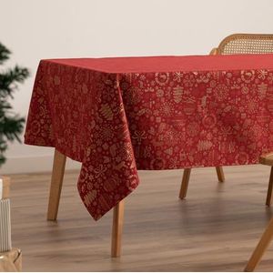 GAMUSI Kersttafelkleed, jacquard, goudkleurig garen, rechthoekige eettafel, kerstdecoratie, 140 x 300 cm, rood