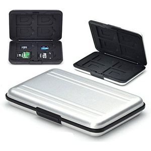 Flycoo Geheugenkaarthoesjes, schokbestendig, stofdicht, waterdicht, antimagnetisch, doos voor 8 SD-kaarten, 8 TF/Micro SD-kaarten (zilver)