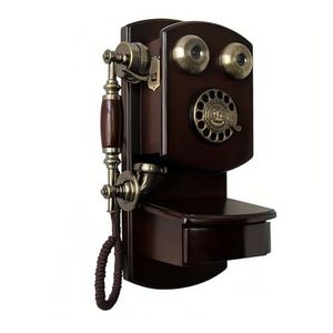 DAEOIBHJR Retro wandtelefoon, vaste telefoon met mechanische beltoon en herhaling, vintage bedrade telefoon, draaibare wijzerplaat, oude wandtelefoons voor thuis en kantoor, rood