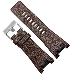 dayeer Lederen horlogeband voor Diesel DZ1216 DZ1273 DZ4246 DZ4247 DZ287 Horlogeband Polsband Armband (Color : A-brown-silverbuckle, Size : 32mm)
