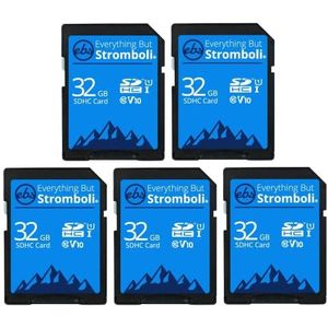 Everything But Stromboli SD-geheugenkaart klasse 10 UHS-1 U1 Speed C10 V10 SDHC voor camera, computer, camcorder, compatibel met 32 GB, 5 stuks
