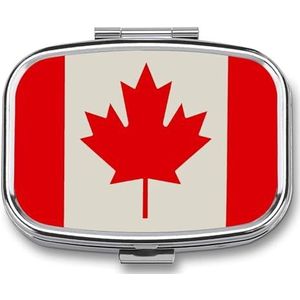 Retro Canada Vlag Patroon Pillendoos Pil Case Leuke Pil Organizer Pil Houder Geneeskunde Pil Organizer Pil Container Dagelijkse Pil Organizer Kleine Pillendoos Pil Case voor Portemonnee Pocket