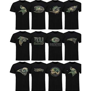 New Era NFL T-Shirt Seizoen 2019 2020 Officiële Football Heren Dames Team Logo Shirt Zwart Camouflage, Seahawks-Black, 4XL