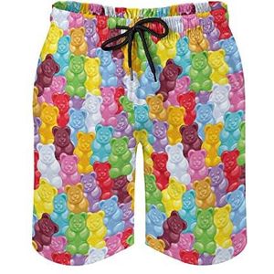 Gummy Bears Candies Zwembroek voor heren, bedrukte boardshorts, strandshorts, badmode, badpakken met zakken, 3XL