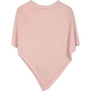 styleBREAKER zacht asymmetrisch gesneden fijn gebreide poncho in effen kleuren, ronde hals, dames 08010042, Kleur:Rozig