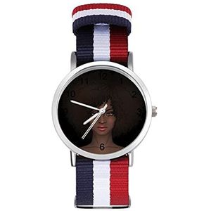 Afro-Amerikaanse Mooi Meisje Automatische Horloge Voor Mannen Vrouwen Mode Quartz Horloge Armband Polshorloge voor Thuiskantoor