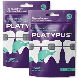 Platypus Flossers for Use with Braces, to Keep Teeth and Gums Clean and Healthy, Suitable for On the Go, 30 Flossers x 2