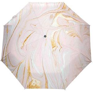 RXYY Goud Marmer Texure Folds Auto Open Close Paraplu voor Vrouwen Mannen Jongens Meisjes Winddicht Compact Reizen Lichtgewicht Regen Paraplu