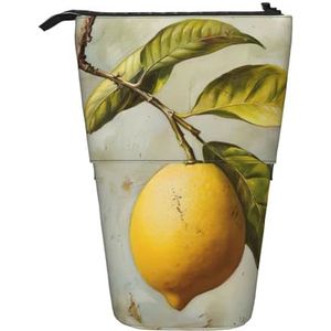 Evengigy Citroen Fruit Print Leuke Etui met Zip Verstelbare Stand Potlood Houder Grappige Make-up Tas, Zwart, Eén maat, Tas Organizer