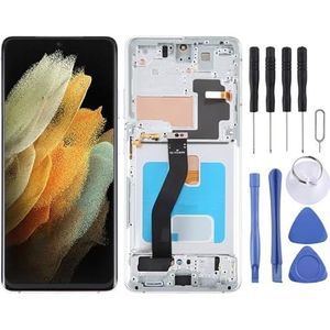 Voor LCD-scherm OLED LCD-scherm voor Samsung Galaxy S21 Ultra 5G SM-G998B Digitizer Volledige montage met frame (zilver) Voor LCD-scherm