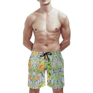 Hawaii Tropische Print Zwembroek voor Heren, Casual Ademende Sportshorts, Korte Broek Met Trekkoord en Elasticiteit (Color : Color 5, Size : 2XL)