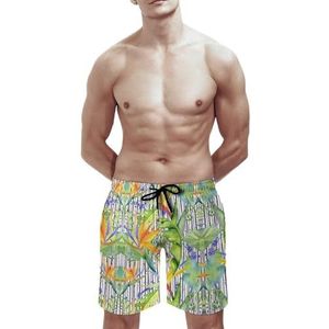 SANYJRV Hawaii Zwembroek met tropische print voor heren, casual ademende sportbroek, elastische korte broek met trekkoord, Kleur 5, XS