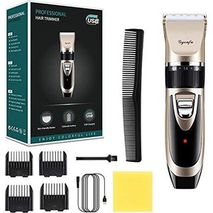 Haartrimmers voor mannen haarknipset elektrische oplaadbare baardtrimmer draadloos baardscheerapparaat voor honden baby kinderen met geleidingskammen (goud B1)