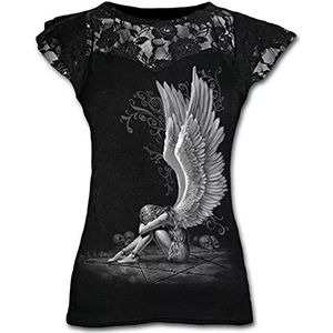 Plus Size Goth Grafische Kanten T-shirts voor Vrouwen Gothic Kleding Zwart Grunge Punk Tees Dames Korte Mouw Tops Zomer tshirt