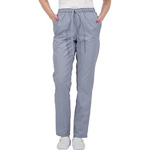 B-well ALESSI Medische slipbroek, werkbroek, meerdere zakken, uniseks, met elastische tailleband en achterzakken, ziekenhuis, uniformbroek met gemiddelde taille en elastische tailleband, lichtgrijs, M