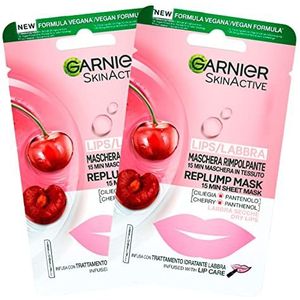 2 x Garnier Skinactive masker voor droge lippen van stof met kersensmaak, 2 verpakkingen met 1 wegwerpbehandeling