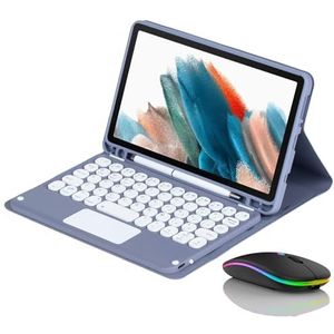 Toetsenbordhoes voor Samsung Galaxy Tab S10 FE Plus 13.1 inch 2025, Ingebouwde Potloodhouder, Magnetisch Afneembaar Draadloos Toetsenbord met Bluetooth Muis,Dark purple