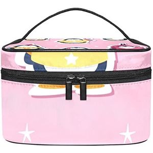 Make-up Organizer Bag, Reizen Make-up Tas Organizer Case Draagbare Cosmetische Tas voor Vrouwen en Meisjes Toiletartikelen Grappige Sticker Set met Pinguïns, Meerkleurig, 22.5x15x13.8cm/8.9x5.9x5.4in