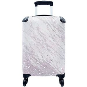 MuchoWow® Koffer - Marmer - Glitter - Roze - Past binnen 55x40x20 cm en 55x35x25 cm - Handbagage - Trolley - Fotokoffer - Cabin Size - Print