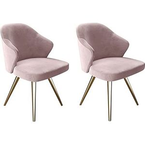 GEIRONV Moderne eetkamerstoelen set van 2, met metalen poten Woonkamer Lounge Baliestoelen Gestoffeerde Vrije tijd fluwelen bijzetstoelen Eetstoelen (Color : Pink, Size : 52x52x82cm)