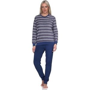 Normann Prachtige badstof pyjama met lange mouwen en manchetten, Navy1, 40-42