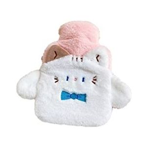 DieffematicRSD Warmwaterkruik Herbruikbare Winter Warme Warmte Handwarmer PVC Stress Pijnbestrijding Therapie Warmwaterkruik Zak met Gebreide Zachte Konijn Gezellige Hoes (Color : White cat)
