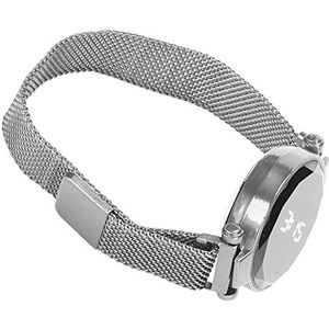 Ronde LED-horloge, LED Digital Fashion Design Touchscreen Dames LED-horloge Vouwsluiting Prachtige glans voor meisje Zilver