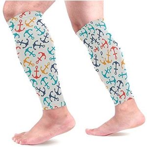 EZIOLY Anker Sport Kalf Compressie Mouwen Been Compressie Sokken Kalf Guard voor hardlopen, Fietsen, Moederschap, Reizen, Verpleegkundigen