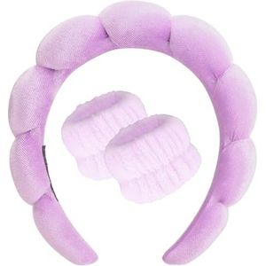DRESHOW Spa Hoofdband voor Wassen Gezicht Polsband Pak Spons Zachte Badstof Make-up Huidverzorging Anti-slip Hoofdband voor Vrouwen Eén Maat
