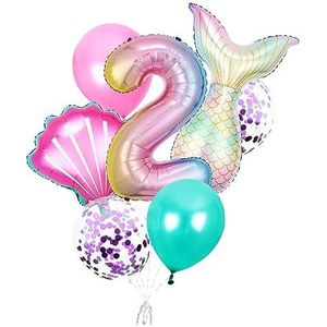 Nummer ballonnen, zeemeermin staart ballon bal globos, voor verjaardagsfeestje decoraties kinderen bruiloft ballon baby shower (maat: 2 jaar)
