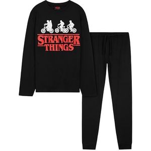 Stranger Things Pyjama voor meisjes, 2-delig, broek en T-shirt, maten 9-15 jaar, cadeau voor meisjes met Kerstmis, Zwart, 11-12 Jaren