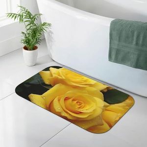 GeRRiT gele rozen gedrukt Diatomeeënaarde badmat Absorberende badkamer mat Badkamer tapijt