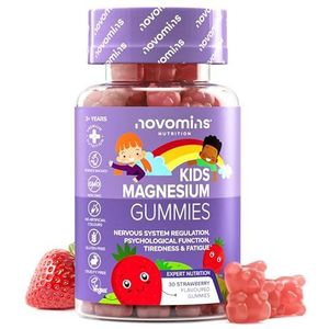 Kinderen Magnesium Gummies - Veganistisch - 1 Maand Levering - Kauwbare Kinderen Magnesium supplementen - 30 Kauwbare Kids Vitaminen - 455 Mg Magnesium Citraat met 50 mg Magnesium- door Novomins