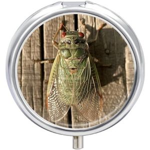 Een Groene Cicade Pil Doos Mini Pil Case Pocket Pil Case voor Mannen Reizen Pil Doos Leuke Pil Organizer 3 Compartiment Geneeskunde Pil Organizer Pil Container Pil Houder