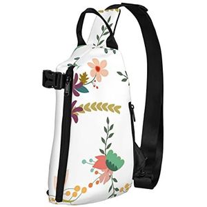 WOWBED Bloemenpatroon Gedrukt Crossbody Sling Bag Multifunctionele Rugzak voor Reizen Wandelen Buitensporten, Zwart, One Size