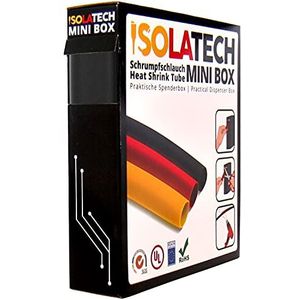 ISOLATECH krimpkous 3:1 set met lijm zwart Ø25,4mm 3 meter voor kabels USB elektronica auto-accessoires isolatie UV-bestendige reparatie ongelabelde rol in praktische dispenserdoos