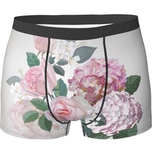 EdWal Roze hortensia roze print heren atletisch ondergoed, heren ondergoed, boxerslip, zacht ondergoed, Zwart, XXL