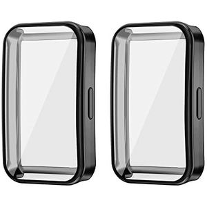 GMUJIAO [2 Pack] Case voor Huawei Band 8,Ultra Dunne TPU Transparante Siliconen Hoes,Rondom Beschermend Bumper Schokbestendige Hoes-Zwart
