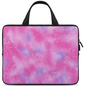 Roze Tie Dye Eenhoorn Reizen Laptop Sleeve Case Aktetas Met Handvat Notebook Messenger Bag voor Office Business