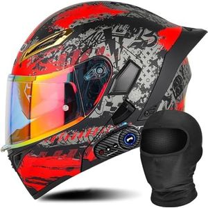 Motorfiets geïntegreerde Bluetooth helm DOT/ECE goedgekeurde motorfiets integraal opklapbare helm Motorhelm met anti-condens dubbele lens met microfoon G,S(55-56cm)