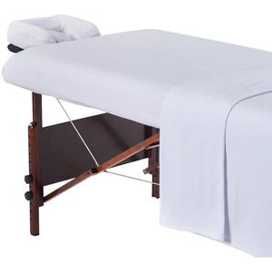 Master Massage Flanel Set van 3 hoeslakens, lakens, kussensloop voor massagebed salon katoen - wit