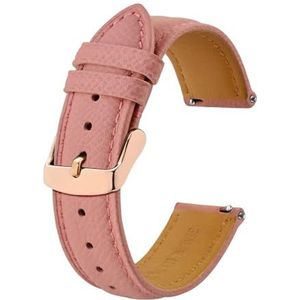 Jeniko Horlogebanden Quick Release 18mm 20mm 22mm Textuur Lederen Horlogeband For Mannen Vrouwen Roze Horlogeband Rose Gouden Gesp (Color : Pink-Rose Gold, Size : 18mm)