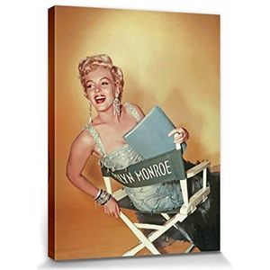 1art1 Marilyn Monroe Poster Kunstdruk Op Canvas Gold Muurschildering Print XXL Op Brancard | Afbeelding Affiche 40x30 cm