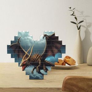 Bouwsteenpuzzel hartvormige bouwstenen vliegende draak puzzels blokpuzzel voor volwassenen 3D micro bouwstenen voor huisdecoratie bakstenen set