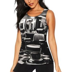Kapper Monochrome Stijl Print Stijlvolle Atletische Tank Top Zomer Activiteiten Vissen Camping Yoga Blijf Koel Droog, Zwart, S